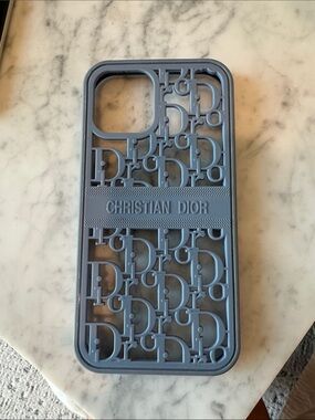Dior Gray Blue Silicone Christian Dior Logo iPhone Case